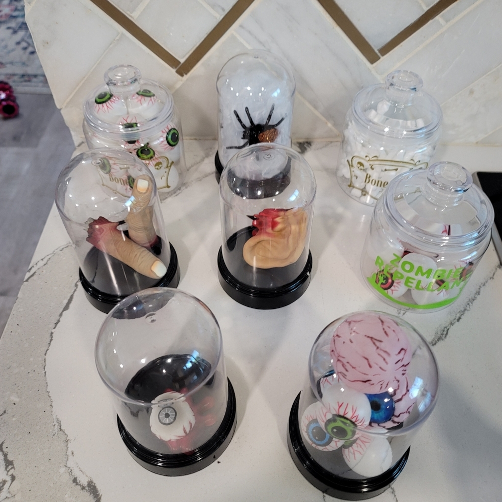 Halloween decor fingers jars bones eyeballs creepy fun spooy haunted house